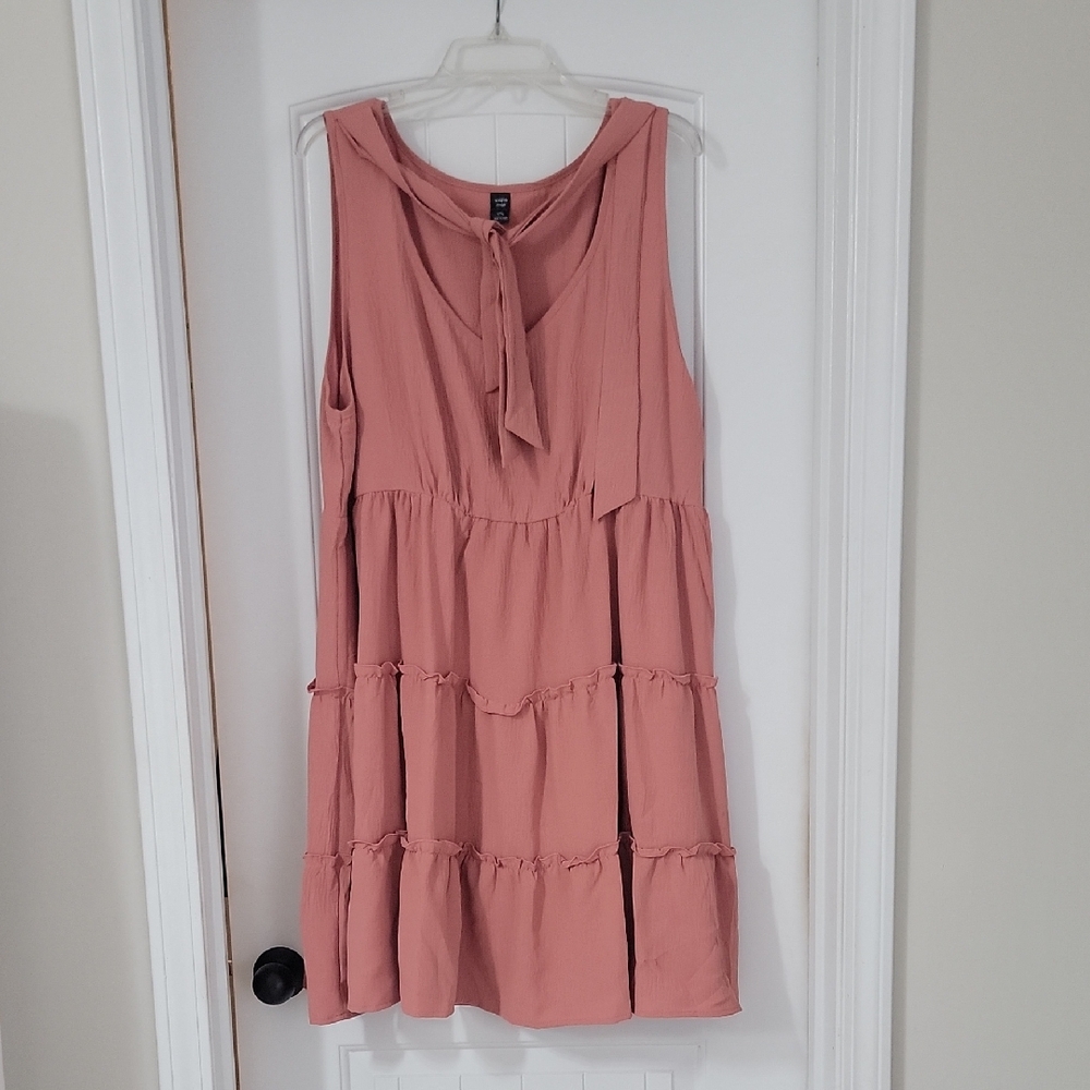 SHEIN Dusty Rose Tiered Midi Dress
